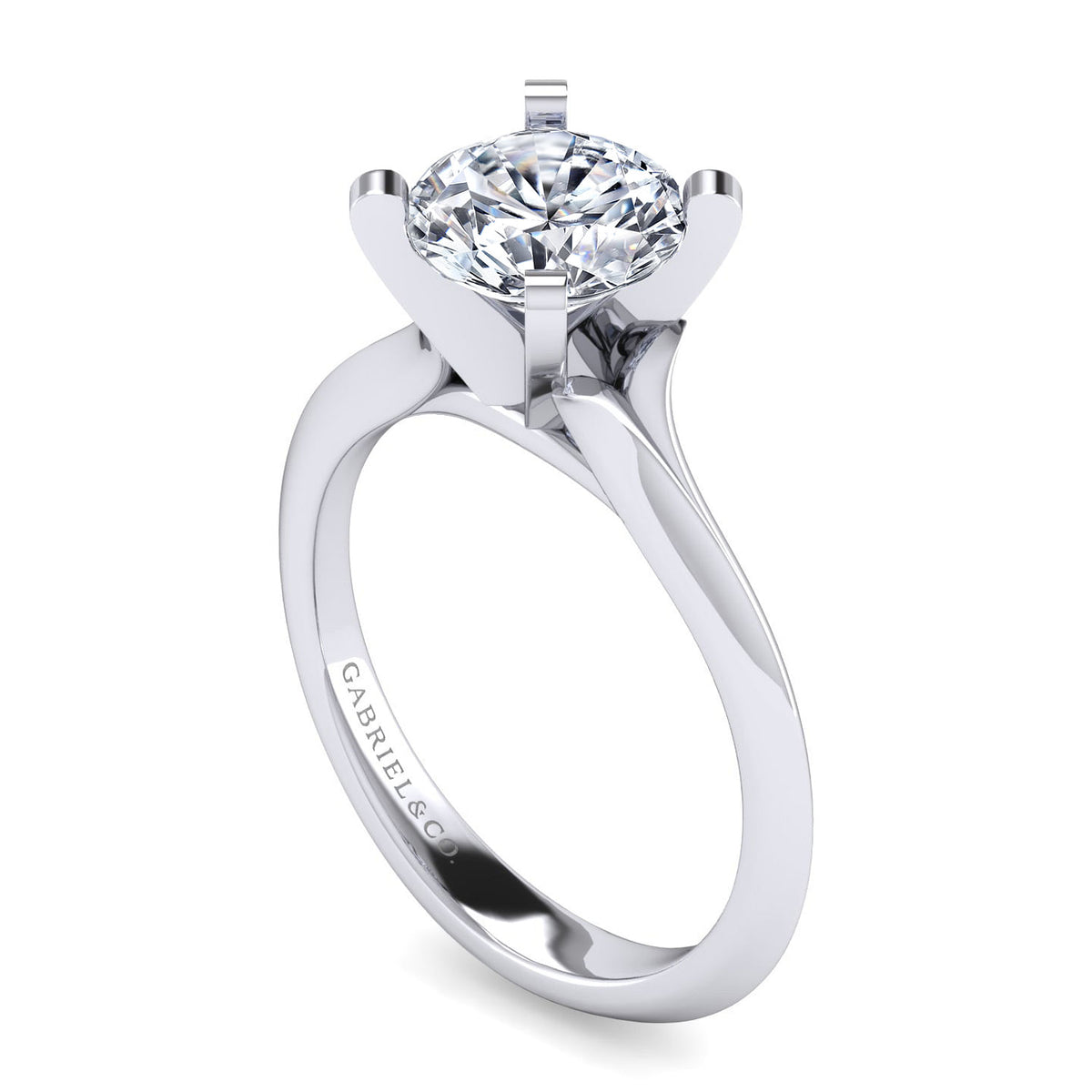 Ellis - 14K White Gold Round Diamond Engagement Ring-Ellis