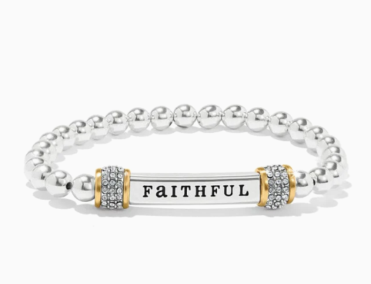 Meridian Two Tone Stretch Bracelet WITH MESSAGES STRONG,HAPPINESS, COURAGEOUS, GRATEFUL,FAITHFUL,