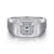 14K White Gold Diamond Mens Engagement Ring in Sand Blast Finish