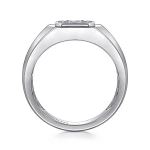 14K White Gold Diamond Mens Engagement Ring in Sand Blast Finish