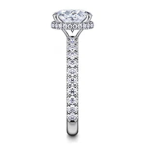 14K White Gold Hidden Halo Oval Diamond Engagement Ring-ALINA