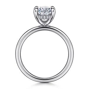 14K White Gold Hidden Halo Oval Diamond Engagement Ring