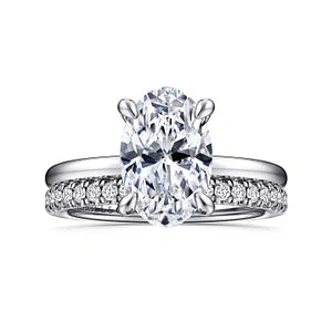 14K White Gold Hidden Halo Oval Diamond Engagement Ring