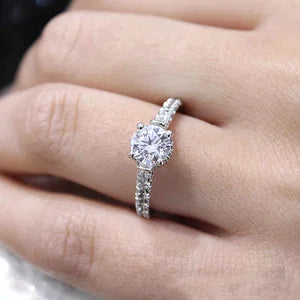 14K White Gold Hidden Halo Round Diamond Engagement Ring- MATILDA