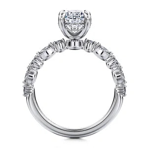 14K White Gold Oval Diamond Engagement Ring
