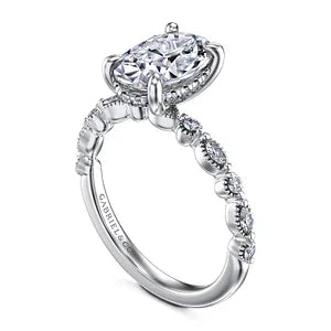 14K White Gold Oval Diamond Engagement Ring