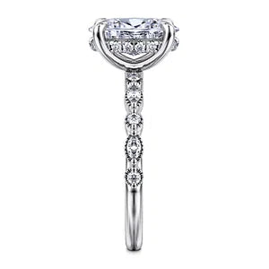 14K White Gold Oval Diamond Engagement Ring