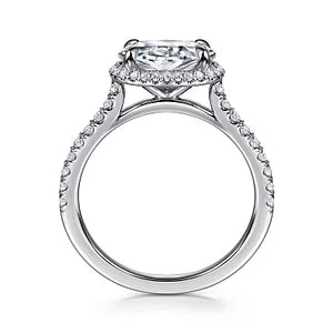 14K White Gold Oval Halo Diamond Engagement Ring
