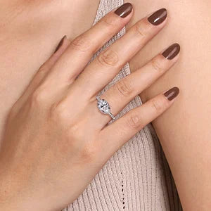 14K White Gold Oval Halo Diamond Engagement Ring