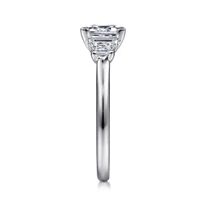 14K White Gold Princess Cut Three Stone Diamond Engagement Ring