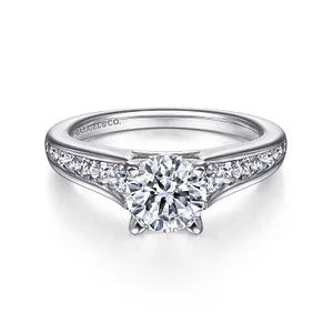14K White Gold Round Diamond Channel Set Engagement Ring-NICOLA