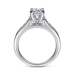 14K White Gold Round Diamond Channel Set Engagement Ring-NICOLA