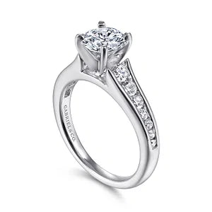 14K White Gold Round Diamond Channel Set Engagement Ring-NICOLA