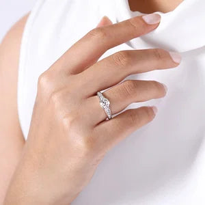 14K White Gold Round Diamond Channel Set Engagement Ring-NICOLA