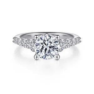 14K White Gold Round Diamond Engagement Ring- Mabel