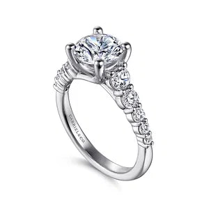 14K White Gold Round Diamond Engagement Ring- Mabel