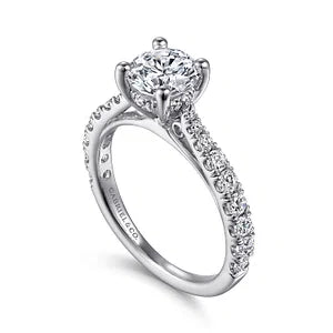 14K White Gold Round Diamond Engagement Ring-Avery