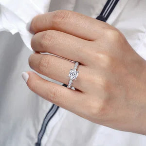 14K White Gold Round Diamond Engagement Ring-Dawson