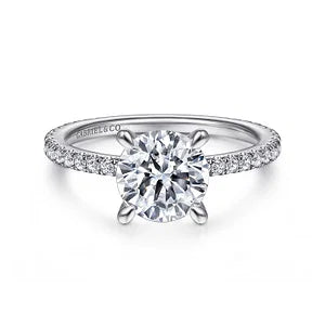 14K White Gold Round Diamond Engagement Ring- Noa