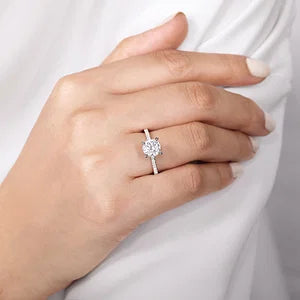 14K White Gold Round Diamond Engagement Ring- Noa