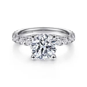 14K White Gold Round Diamond Engagement Ring-Ulani