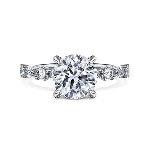 14K White Gold Round Diamond Engagement Ring-Juliet