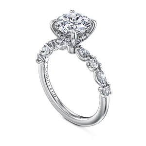 14K White Gold Round Diamond Engagement Ring-Juliet