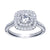 14K White Gold Round Double Halo Diamond Engagement Ring-