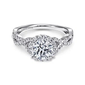 14K White Gold Round Halo Diamond Engagement Ring- Marissa