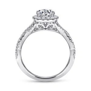 14K White Gold Round Halo Diamond Engagement Ring- Marissa