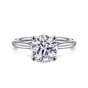 14K White Gold Round Solitaire Diamond Engagement Ring- AZUCENA