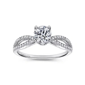 14K White Gold Round Split Shank Diamond Engagement Ring-ELYSE