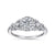 14K White Gold Round Three Stone Halo Diamond Engagement Ring- KALINDA