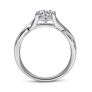 14K White Gold Round Twisted Diamond Engagement Ring-Kylo