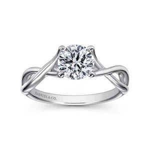 14K White Gold Round Twisted Diamond Engagement Ring-Kylo