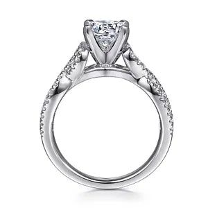 14K White Gold Round Twisted Diamond Engagement Ring-Kayla