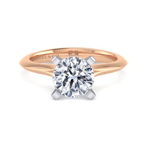 14K White-Rose Gold Round Diamond Engagement Ring by Gabriel
