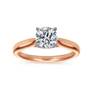 14K White-Rose Gold Round Diamond Engagement Ring-LUCIA