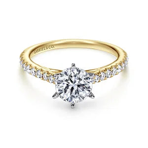 14K White-Yellow Gold Round Diamond Engagement Ring- Sarah