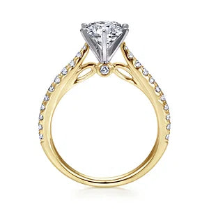 14K White-Yellow Gold Round Diamond Engagement Ring- Sarah