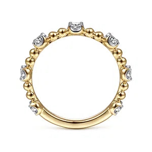 14K Yellow Gold Bujukan and Diamond Station Ring