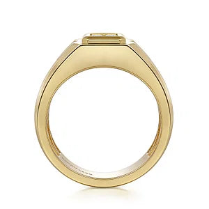 14K Yellow Gold Diamond Mens Engagement Ring in Sand Blast Finish