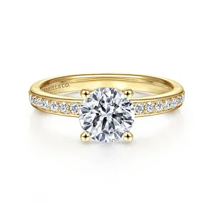 14K Yellow Gold Round Diamond Engagement Ring-MEGAN