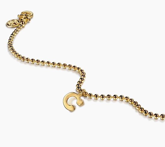 14K Yellow Gold Bujukan Initial C Bracelet