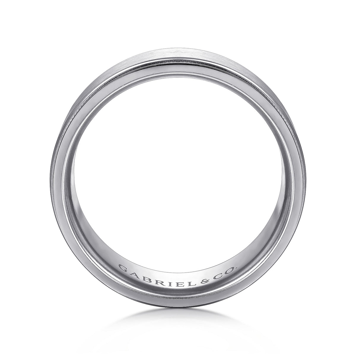 14K White Gold 8mm - Men&#39;s Wedding Band in Satin Finish