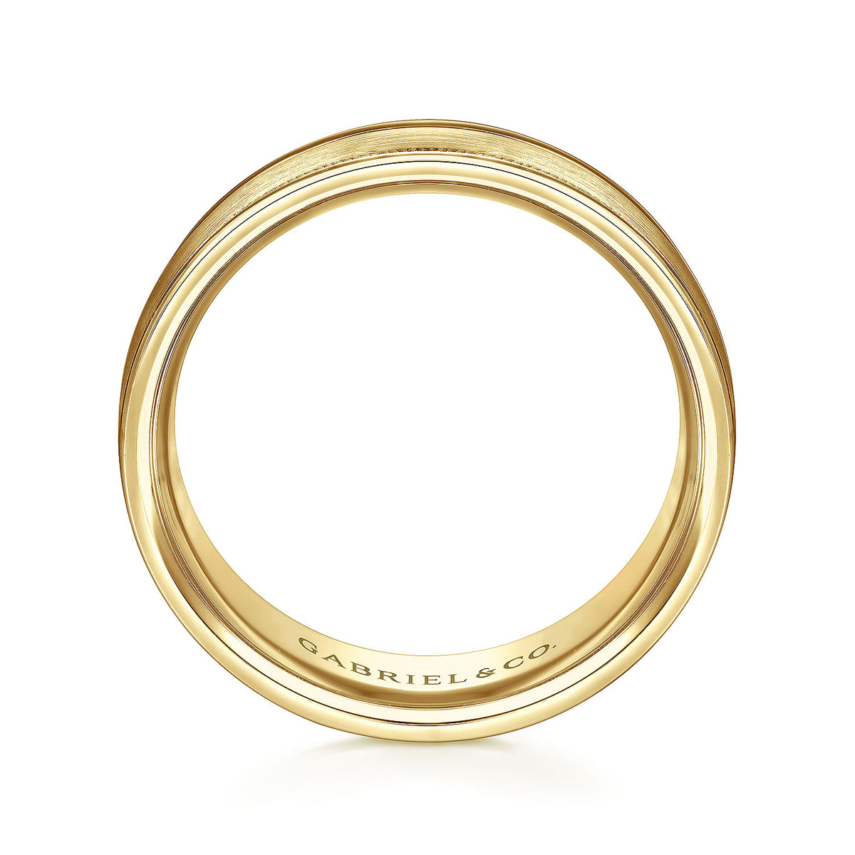14K Yellow Gold 7mm - Men&#39;s Wedding Band in Satin Finish