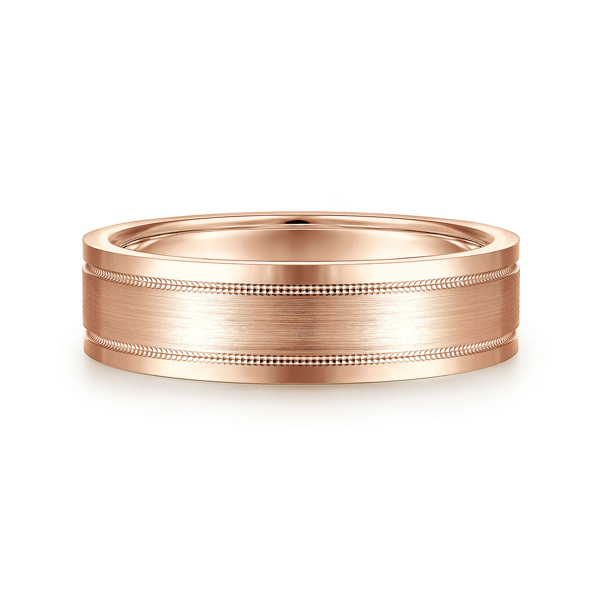 14K Rose Gold 6mm - Men&#39;s Wedding Band in Satin Finish