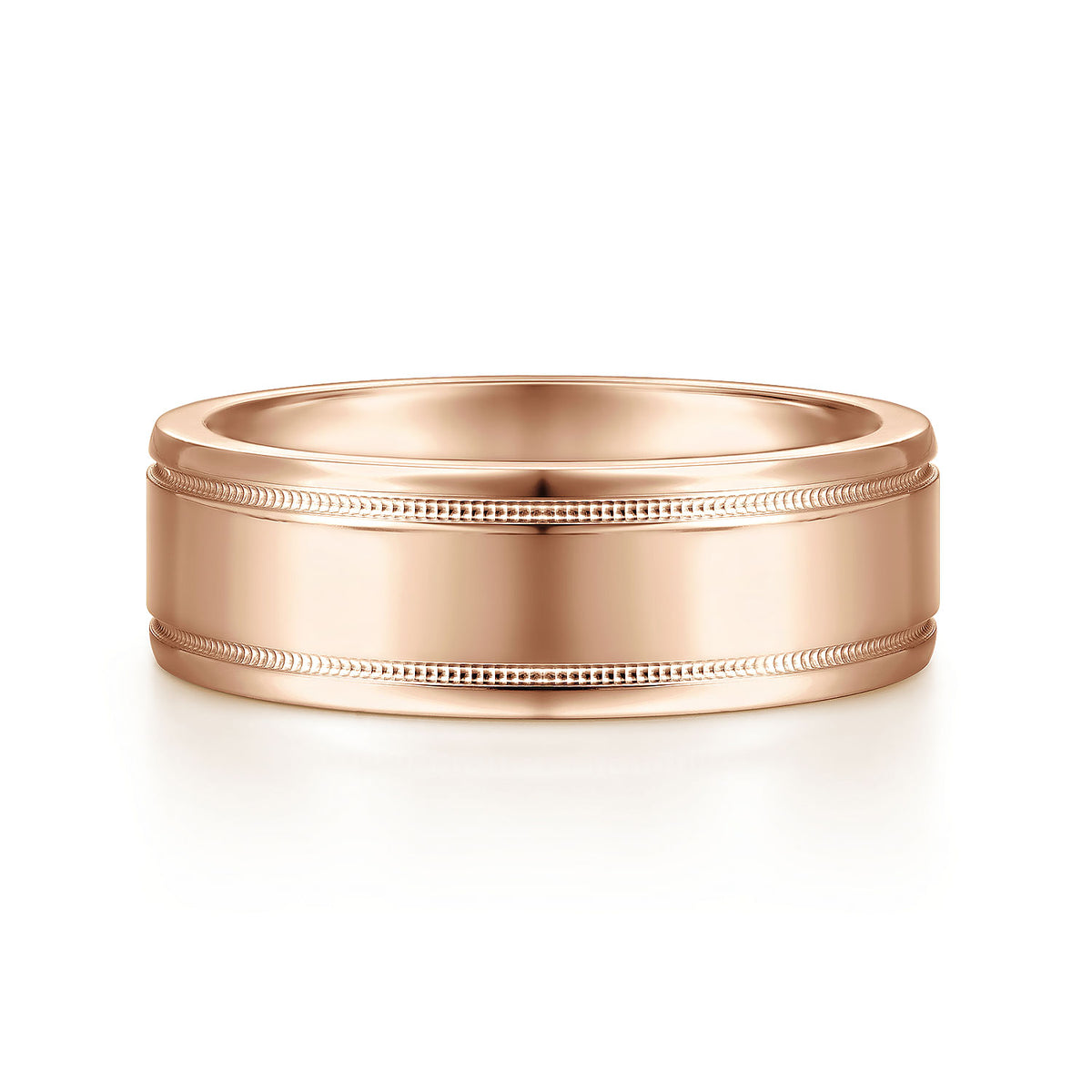 14K Rose Gold 7mm - High Polished Men&#39;s Wedding Band