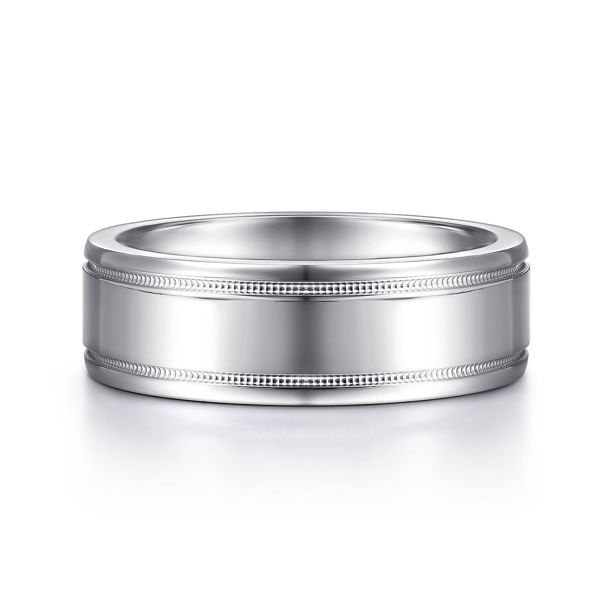 14K White Gold 7mm - High Polished Men&#39;s Wedding Band
