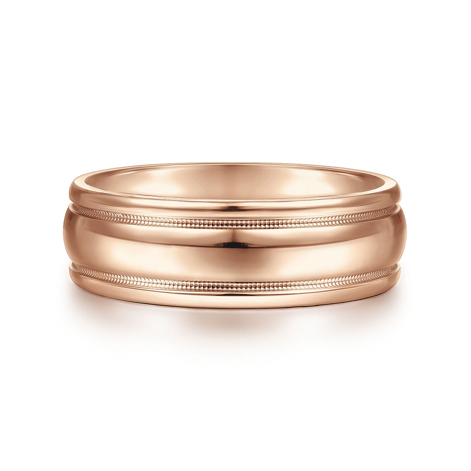 14K Rose Gold 7mm - Men's Wedding Band in High Polished Finish